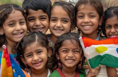 group-children-are-smiling-holding-flags