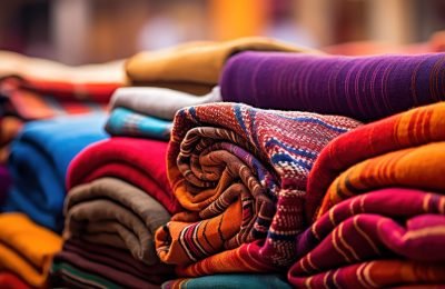 Textile fabrics at market